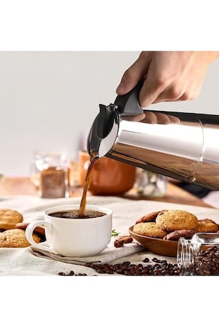4 Kişilik Çelik Mokapot Espresso Filtre İtalyan Kahve Makinesi