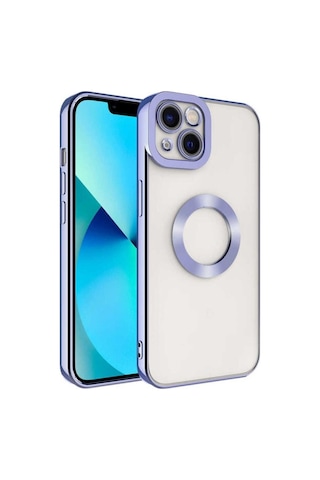 Apple Uyumlu iPhone 13 Kılıf Kamera Korumalı Logo Gösteren Zore Omega Kapak Lila
