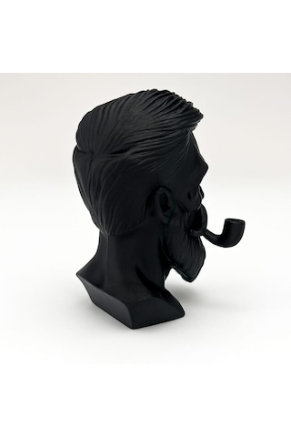 Erkek Saçlı Sakallı Kuru Kafa Biblo Dekoratif Masa Üstü Obje