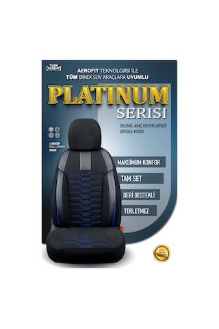 Ford Focus 2 Hatchback Uyumlu Lüx Deri Detaylı Oto Koltuk Kılıfı Ön Arka Takım Platınum Siyah Mavi