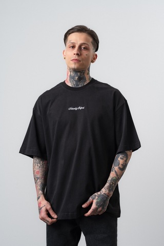 Respire Erkek Refined Baskılı Oversize T-shirt Siyah