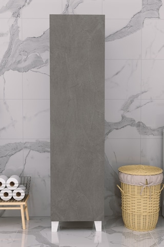 Çok Amaçlı Kapaklı Banyo Dolabı - Yüksek Raflı, Dar Alanlara Uyumlu Depolama Dolabı - Kil Grisi - 45cm