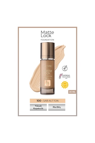 Note Matte Lock Foundation 100 Velvet Beige Spf 50 Yoğun Kapatıcı Mat Bitişli Fondöten
