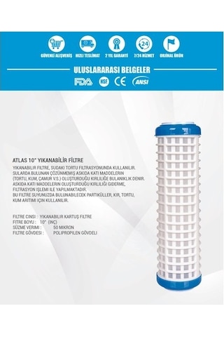 10inç Yıkanabilir Filtre Daire Girişi Su Arıtma Cihazı 5 Adet