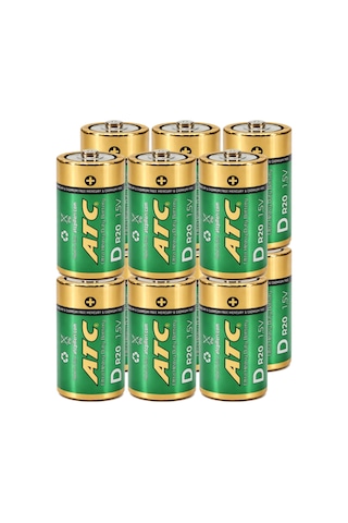 Atc 12li Büyük Boy Pil R20 D-size Pil D Boy Pil Oyuncak Pili Çinko Karbon Pil Zn-c 1.5 V