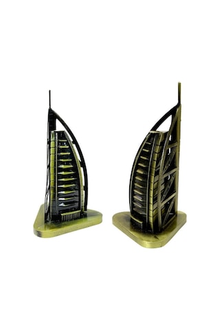 Vintage Metal Dubai Burj Al Arab Biblo Antik Bronz 16 Cm