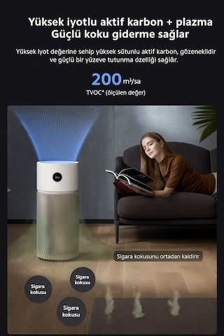 Xiaomş 125m² Geniş Alan Etkili Akıllı Hava Temizleme Makinesi Koku Duman Ve Tüy Giderici + Nemlendirici Beyaz