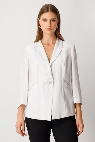 Ekol Şerit Taş Detaylı Duble Kol Ceket Ekru