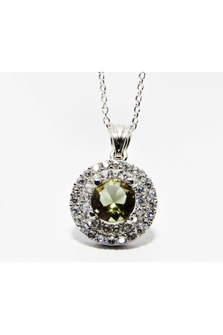 Lilahgümüştr Gümüş Yuvarlak Damla Taşlı Kadın Kolye