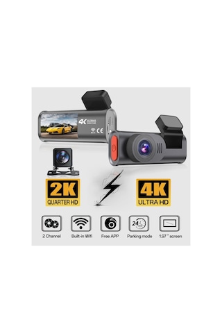 Wifi 4k Uhd App Araç İçi Kamera Gece Görüşlü Araba Kamera Kayıt Cihazı Dvr Car Dashcam