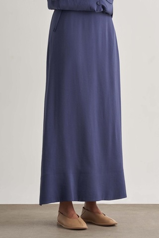Mizalle Modal Karışımlı İndigo Mavi Maksi Evaze Etek İndigo