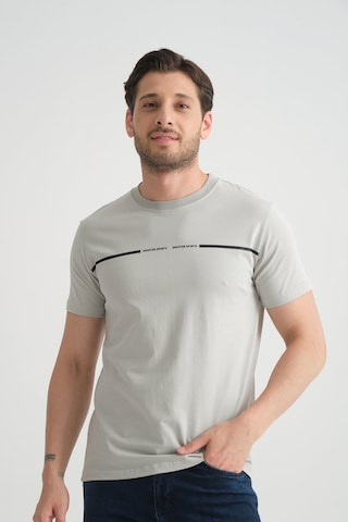 Shooter Sportwear Shooter Erkek T-shirt %100 Pamuk Nefes Alan Bisiklet Yaka Regular Fit Gri