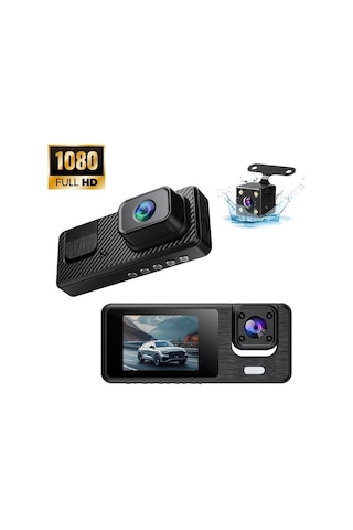 Çeşithane 3 Kameralı Araç İçi Kamera 1080p Ön Arka İç Kayıt Gece Görüşlü Dash Cam