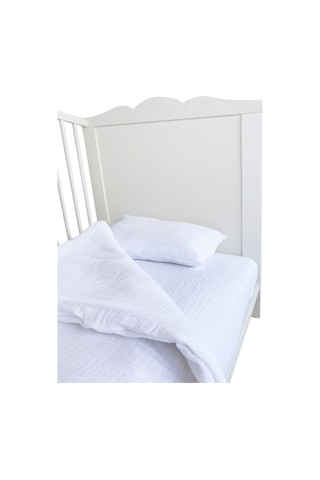 4 Katlı Müslin Bebek Nevresim Takımı Uyku Seti %100pamuk Beyaz