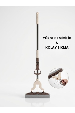 Kendinden Sıkma Mekanizmalı Mikrofiber Kelebek Mop & Paslanmaz Çelik Saplı & Sünger Sıkmalı Mop