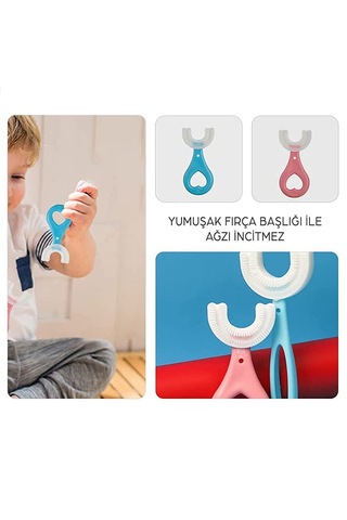 Mas Lord U Tipi Yeni Nesil Diş Fırçası - Mavi - Kalp Model  2-6 Yaş