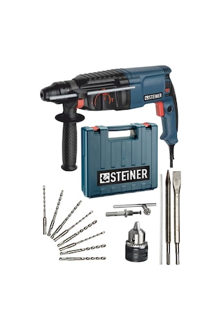 Steiner 3000 W Darbeli Kırıcı Delici Matkap + Mandren + 10 Parça Uç Seti