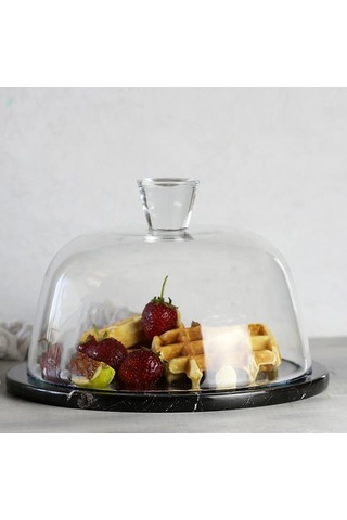 Akayev Mermer 25 CM Siyah Cam Fanus