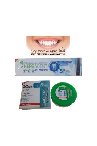 Bitki Özlü Diş Macunu 50 Ml + Diş Beyazlatma Tozu 50 Gr + 3'lü Diş Fırçası + Hediye Sabun Komple Ağız Bakım Seti