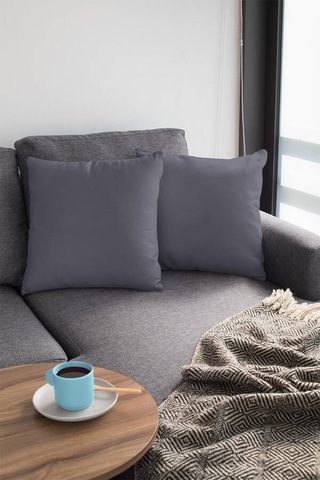 Koyu Gri Sade 4'lü Set Çift Taraflı Kırlent Kılıfı 4krl011n11