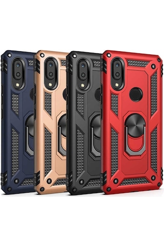 Huawei Y7 Prime 2019 Kılıf Sert Silikon Yüzüklü Stand Özellikli Kapak