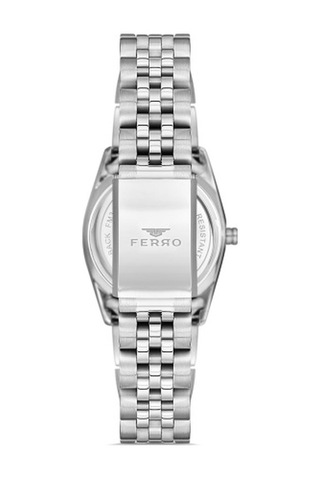 Ferro Quartz Çelik Gri Turkuaz Kadran 30 Mm Kadın Kol Saati Gümüş