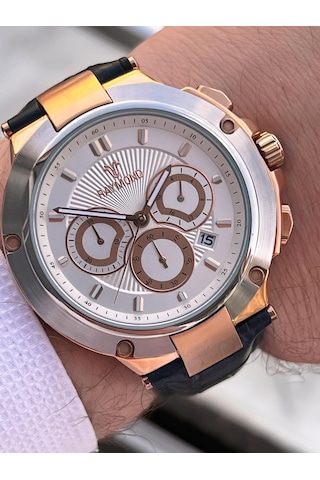 Raymond Nişan Ve Damatlara Özel Deri Kordon 2 Yıl Garantili 5 Atm Erkek Kol Saati+bileklik Rmd.44 Gri - Rose Gold 30705272