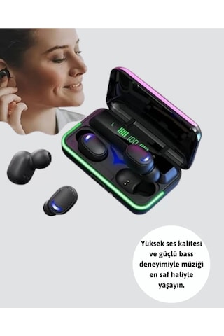 Bluetooth 5.1 Oyuncu Kulaklığı Led Ekranlı Powerbank Kulaklık Diğer