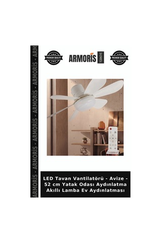 Led Tavan Vantilatörü - Avize - 52 Cm Yatak Odası Aydınlatma Akıllı Lamba Ev Aydınlatması Çok Renkli