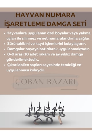Hayvan Numara İşaretleme Damga Seti