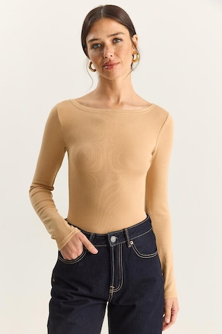 Shade Kadın Cotton Kayık Yaka Bluz 6025 60283832 - Bej