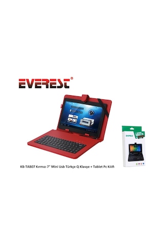 Everest Kb-tab07 Kırmızı 7 Mini Usb Türkçe Q Klavye + Kılıf
