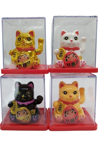 Dörtlü Maneki Neko El Sallayan Şans Kedisi Güneş Enerjili Set No04sns