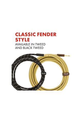 Fender Deluxe Serisi Gitar Enstrüman Kablosu, 3 M, Düz/düz, Tüvit