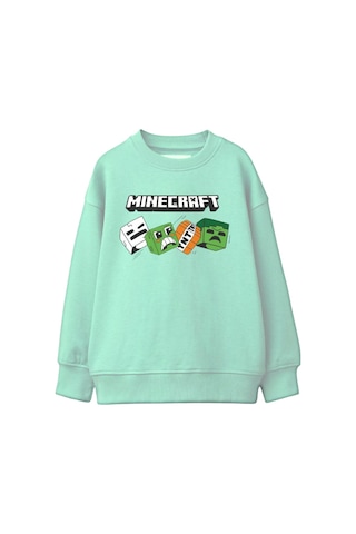 Seabubbles Minecraft Çocuk Sweatshirt St09533 Yeşil