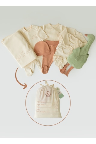 Organik Küçük Ördek 12'li Hastane Çıkış Seti İnternete Özel Ekru