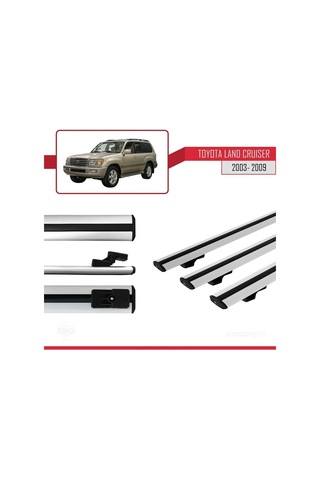 Toyota Land Cruiser 2003-2009 Arası İle Uyumlu Basic Model Ara Atkı Tavan Barı Gri 3 Adet