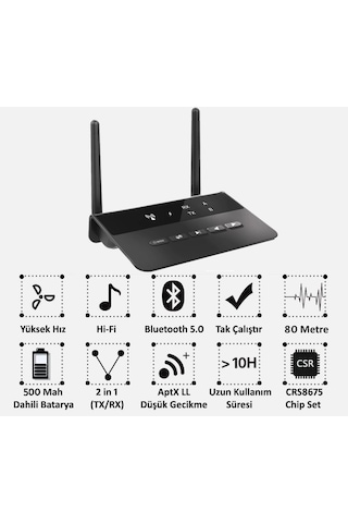 Gplus B2 Bluetooth 5.0 Transmitter Aptx Ses Alıcı Verici Tx Rx