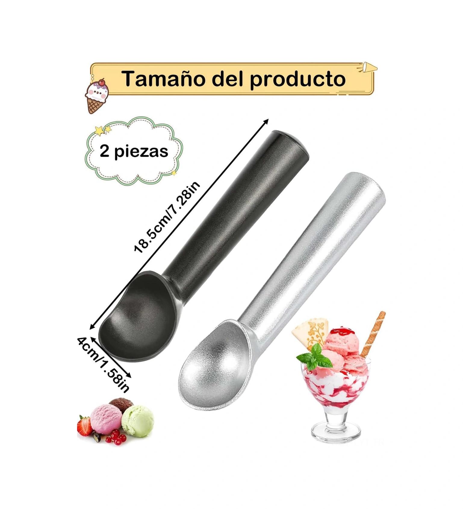 Youtek Ev Ve İş Yeri İçin 2'li Dondurma Kürücü Kasa - Meyve Ve Yemek Topu Kaçırıcı Alet Seti Siyah, Gümüş