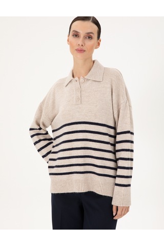 Pierre Cardin Kadın Ekru Kazak /triko 50300147-vr019 Ekru