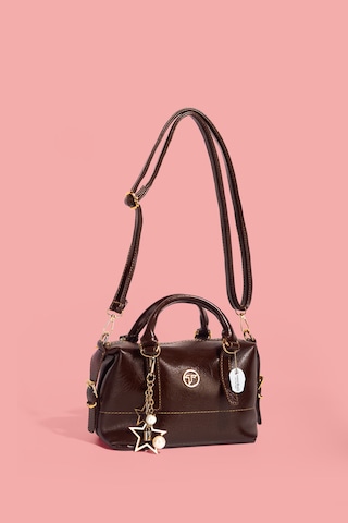 Westbag Kadın Parlak Rugan Deri Star Charm Detaylı El Ve Omuz Askılı Çanta Kahverengi