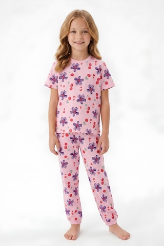 Modanino Kız Çocuk %100 Pamuk Pijama Takımı 8-13 Yaş 12698ıs Pembe