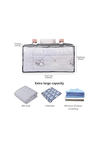 Unimarket Paket Yatak Altı Saklama Torbaları, 75l Büyük Kapasiteli Yatak Altı Saklama Kutuları Battaniye Yastıkları Yorgan Yorganları Için Şeffaf Pencere Tasarımlı Nefes Alabilen Yatak Altı 59dzeq