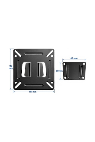 Powermaster Pm-26408 14-27 İnç Tv Led Monitör Duvar Askı Aparatı 15 Kg Taşıma Kapasiteli 114x114mm Gri