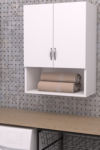 Esila Makina Üstü Dolap, Banyo Dolabı, Çamaşır Dolabı, Havlu Dolabı, Kapaklı Dolap - Beyaz Diğer