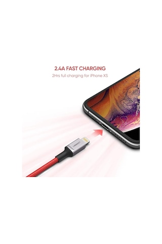 Ugreen USB to Lightning Apple iPhone Uyumlu Örgülü Data ve Şarj Kablosu 1 Metr