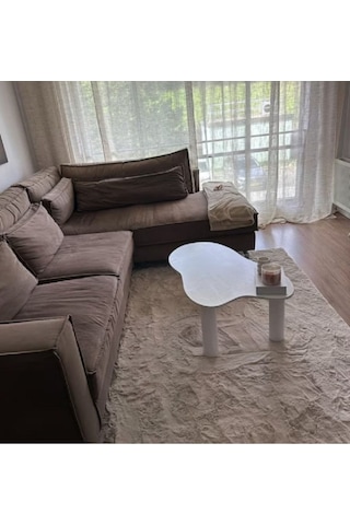 Asimetrik 90x90 Cm Modern Ahşap Ayaklı Orta Sehpa Beyaz