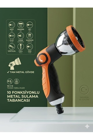 10 Fonksiyonlu Metal Sulama Tabancası Ayarlı Sprey Başlık Genel
