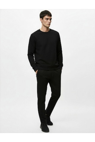 Koton Slim Fit Cepli Düğmeli Viskon Karışımlı Kumaş Pantolon Siyah 7wam40002hk