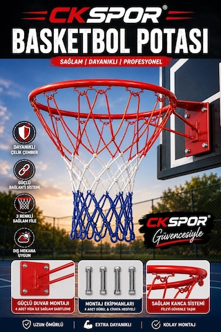Ckspor Basketbol Potası Ve Filesi 45 Cm Çember Çapı Duvara Monte Basketbol Çemberi
